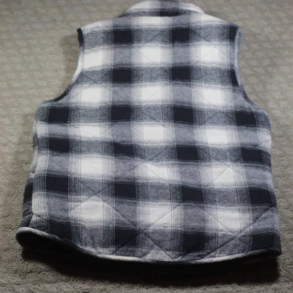 Be Cool Los Angeles Size S Navy Blue Plaid Quilted Vest - Picture 2 of 5